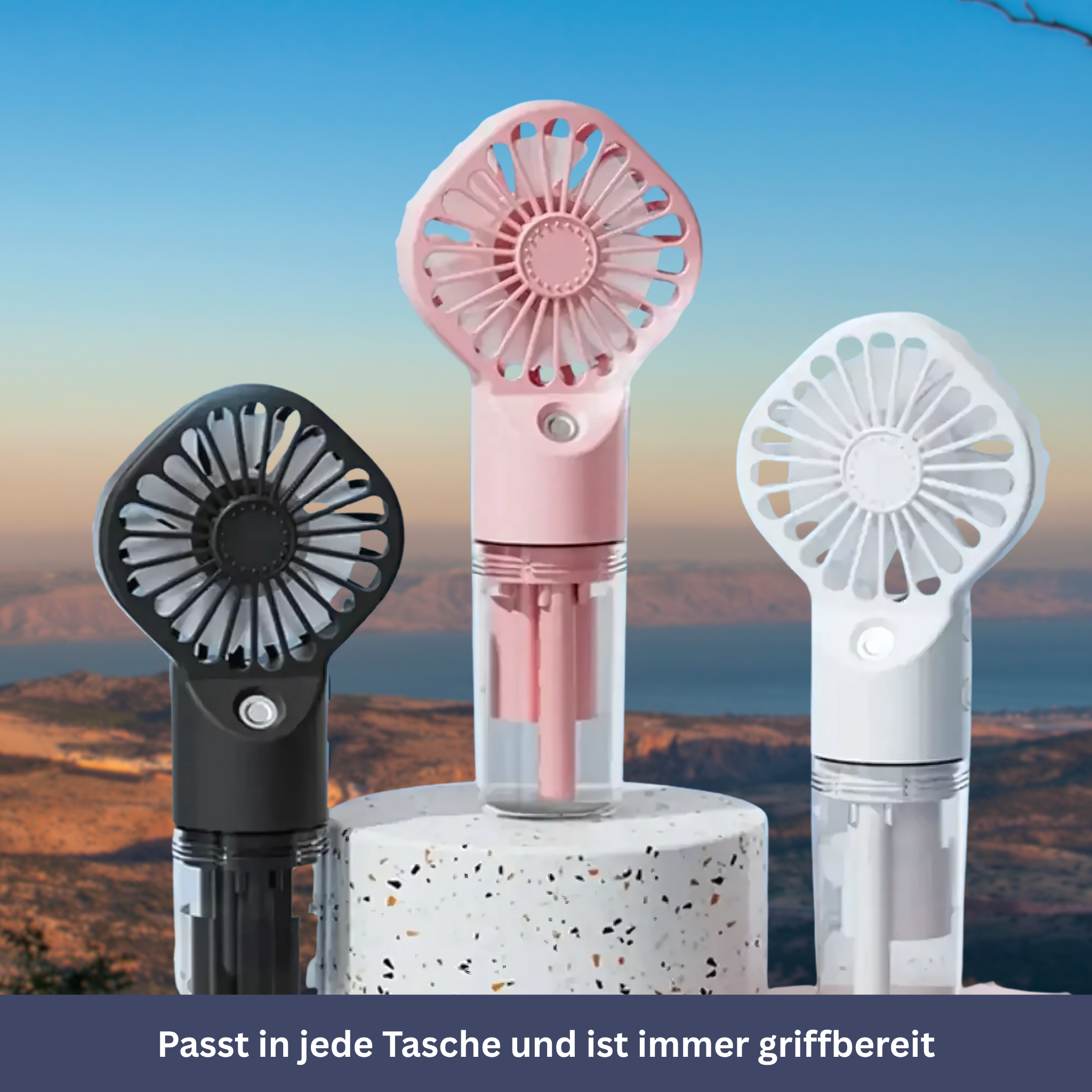 Tragbarer Handventilator mit Wasserspray